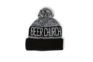 Beer Church Knitted Beanie Hat with Pom | Brewery Beanies + Winter Hats
