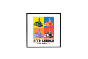 Beer Church Brewery Sticker with Warhol Logo | Craft Beer Brewery Logo Stickers