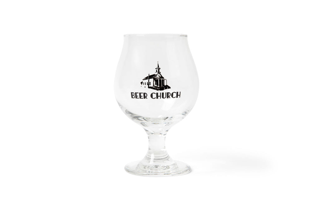 Beer Church Retro Logo Brewery Pint Beer Glass Belgium Tulip Beer Gl Beer Church Brewing Co.