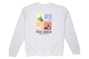 Beer Church Warhol Logo Brewery Crew Sweatshirt | Crewneck Pullover Sweatshirts